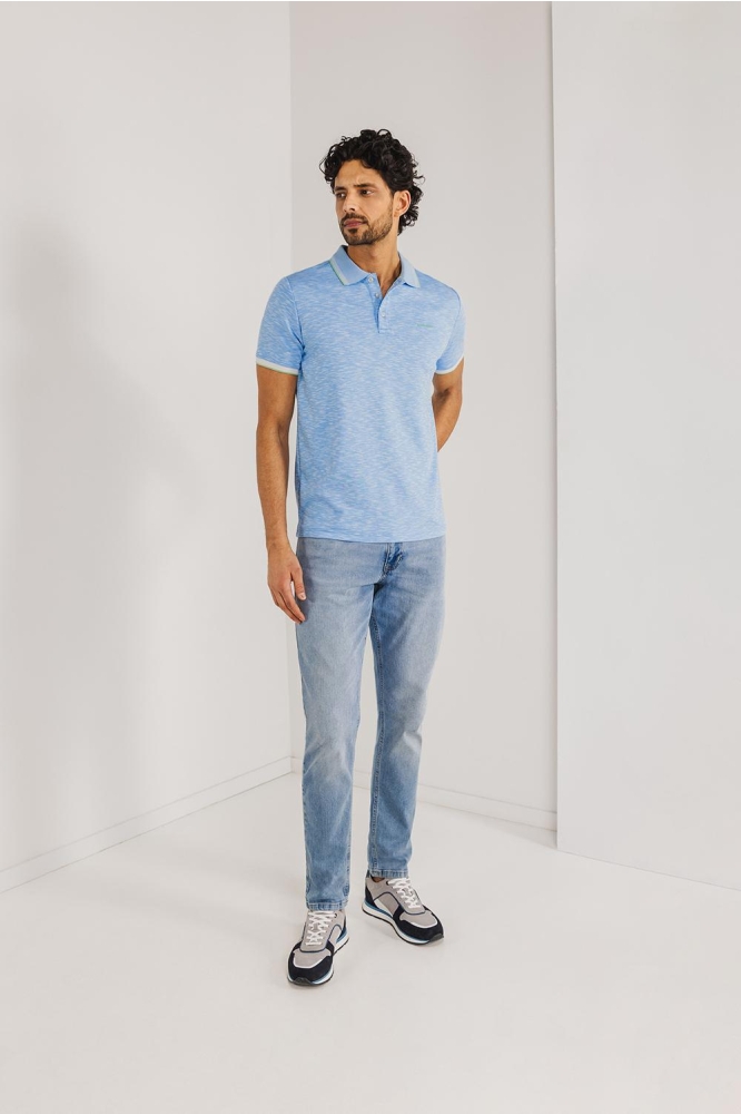 GEMELEERDE POLO MET STREEPDETAILS 46115404 5300